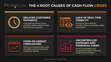 4 common causes of small business cash flow crises infographic