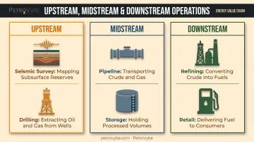 Upstream midstream downstream operational activities breakdown chart