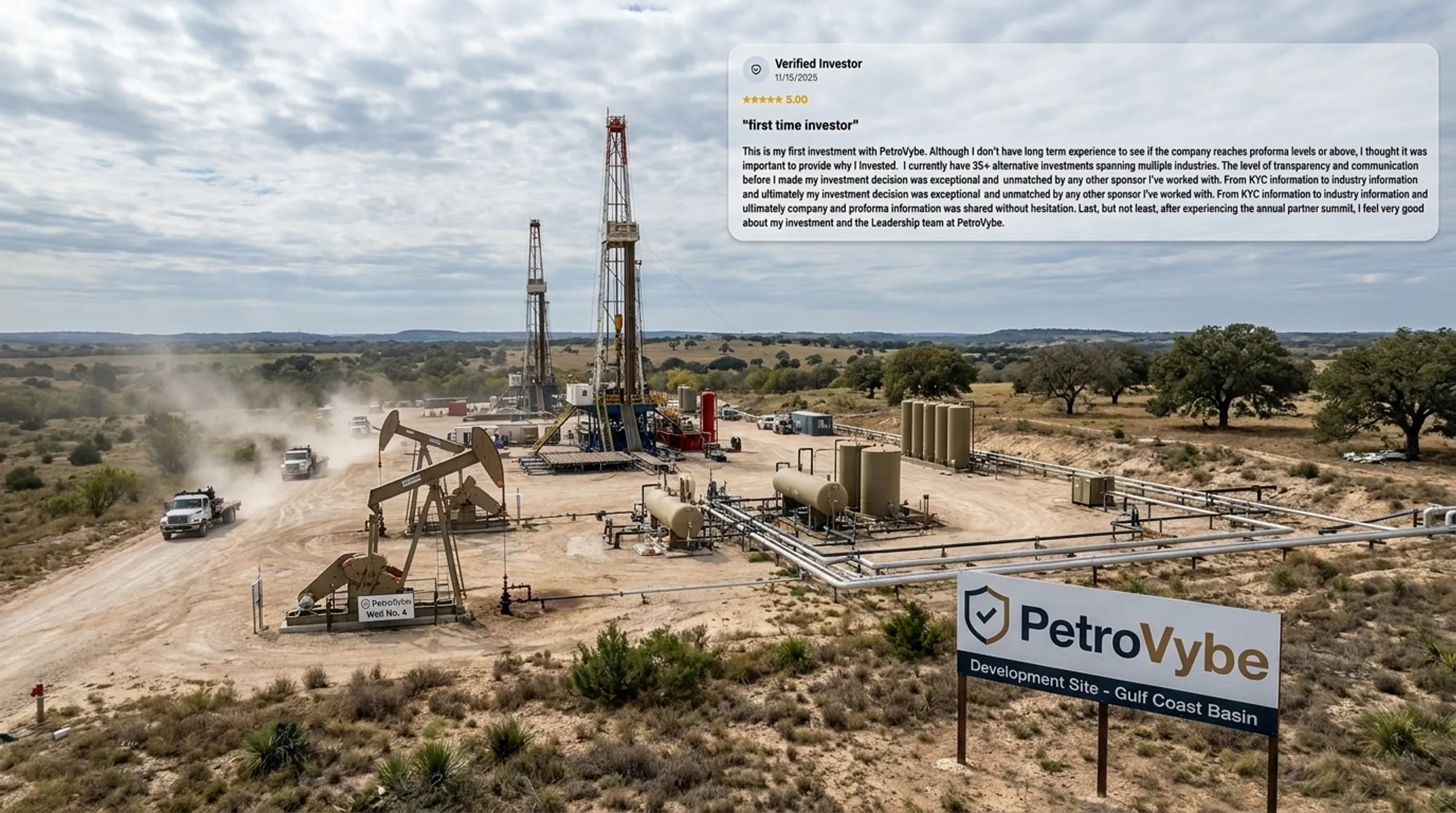 PetroVybe natural gas well site operations in Lavaca County Texas
