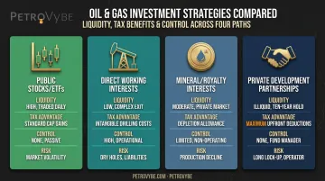 Comparison of four oil and gas investment strategies by liquidity and tax benefit