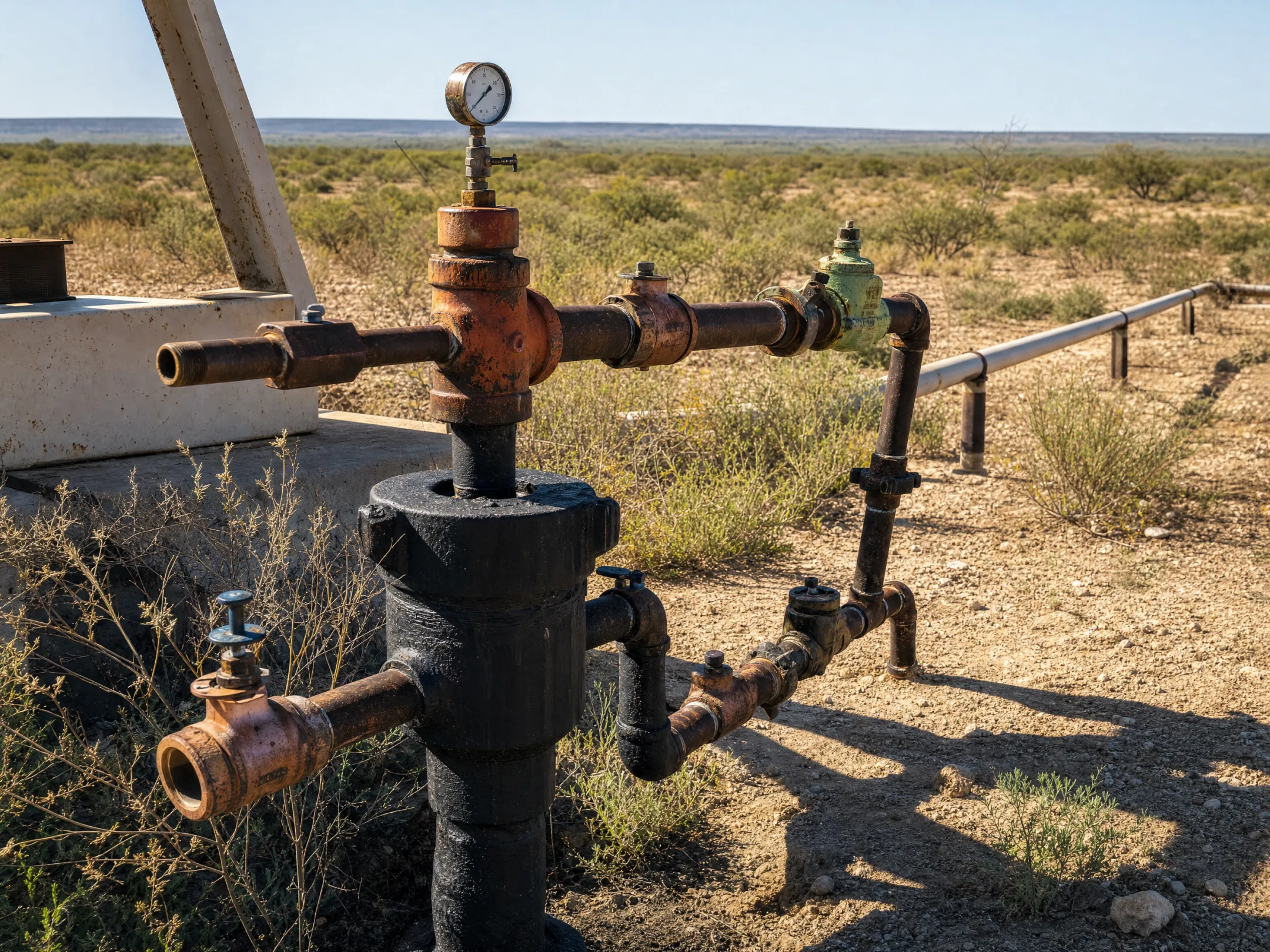 Natural gas well production site in Texas Gulf Coast Basin region