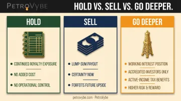 Hold sell or go deeper decision comparison for mineral interest owners