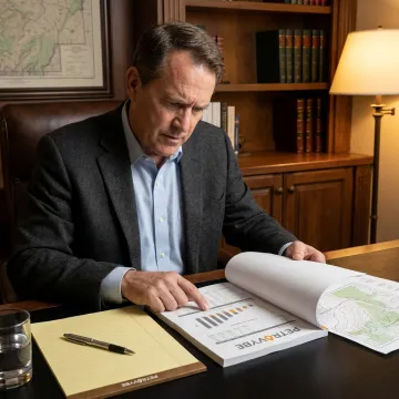 Investor reviewing natural gas development reports