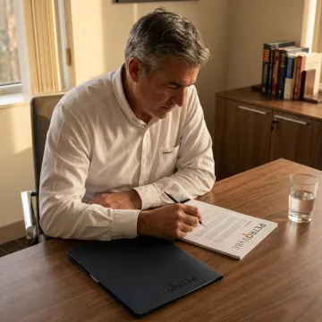 Investor reviewing tax alternative investment documents