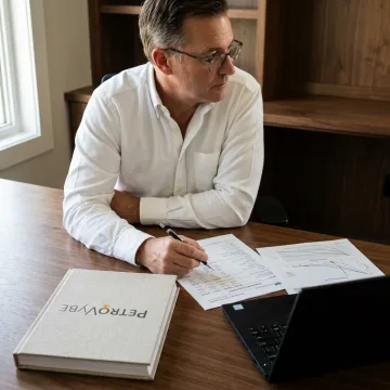 Investor reviewing PetroVybe project documents