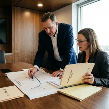 Energy investment team reviewing natural gas asset reports