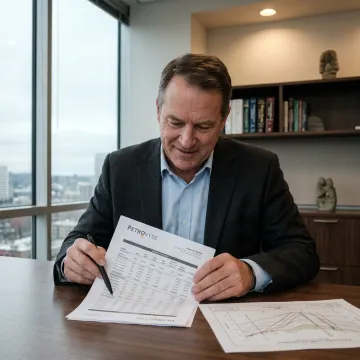 Seattle investor reviewing wealth planning and energy investment documents