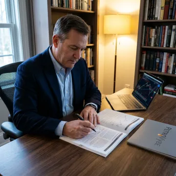 Researcher reviewing journal metrics charts