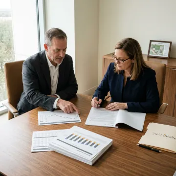 Capital investment advisor reviewing natural gas development charts