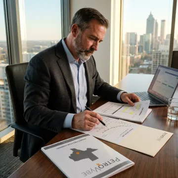 Atlanta investor reviewing financial charts