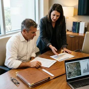 Family reviewing wealth strategy and energy investment documents