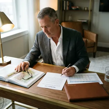 Investor reviewing after-tax investment documents