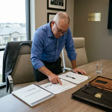 Investor reviewing PetroVybe tax and wealth strategy materials