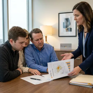 Family reviewing wealth strategy documents