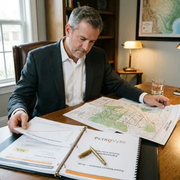 Investor reviewing natural gas project documents