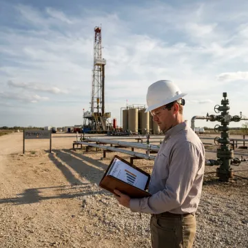 Natural gas development site with investment analytics