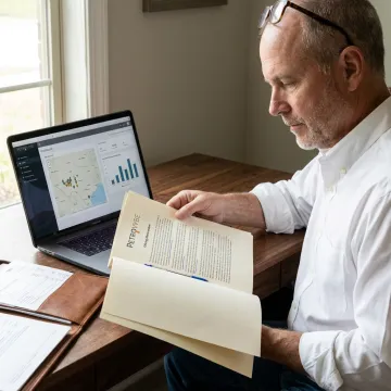 Investor reviewing private energy investment documents