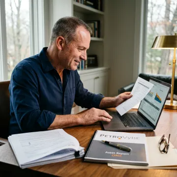 Investor reviewing self-directed investment materials