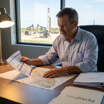 Energy professional reviewing well production data