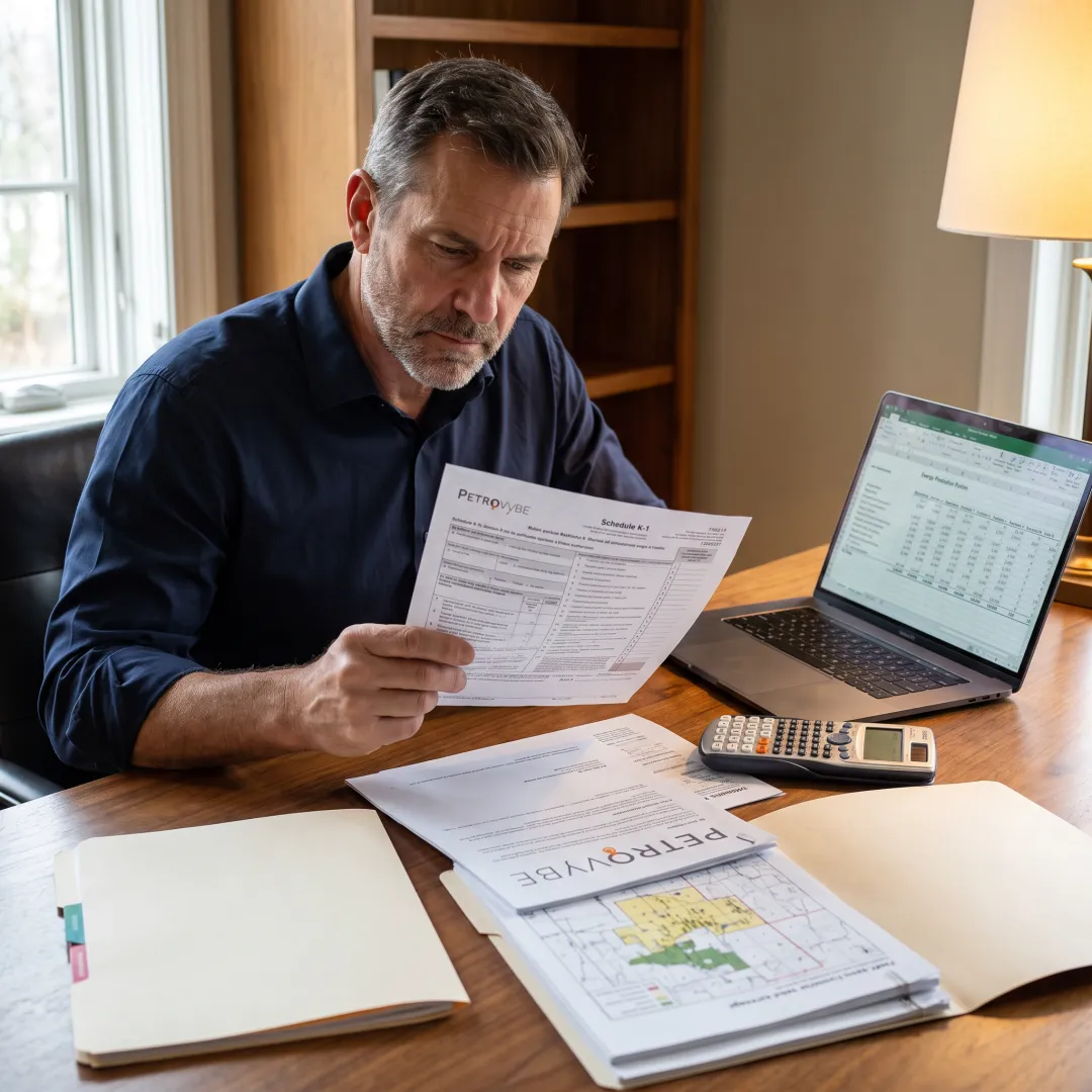 Investor reviewing a Schedule K-1 tax document