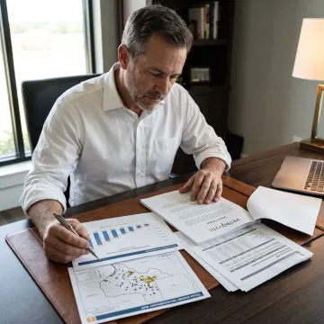 Investor reviewing oil and gas offering documents