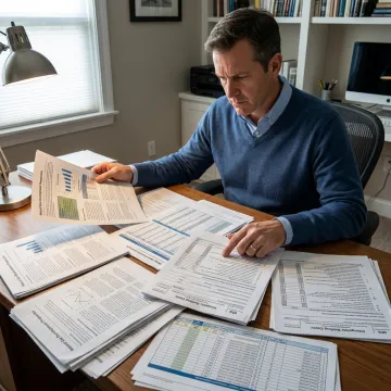 Investor reviewing natural gas investment documents