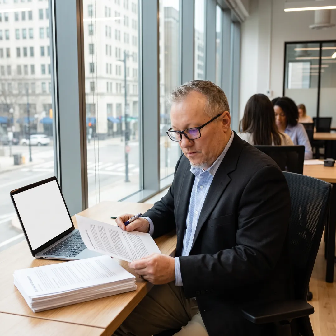 Investor reviewing PetroVybe project documents