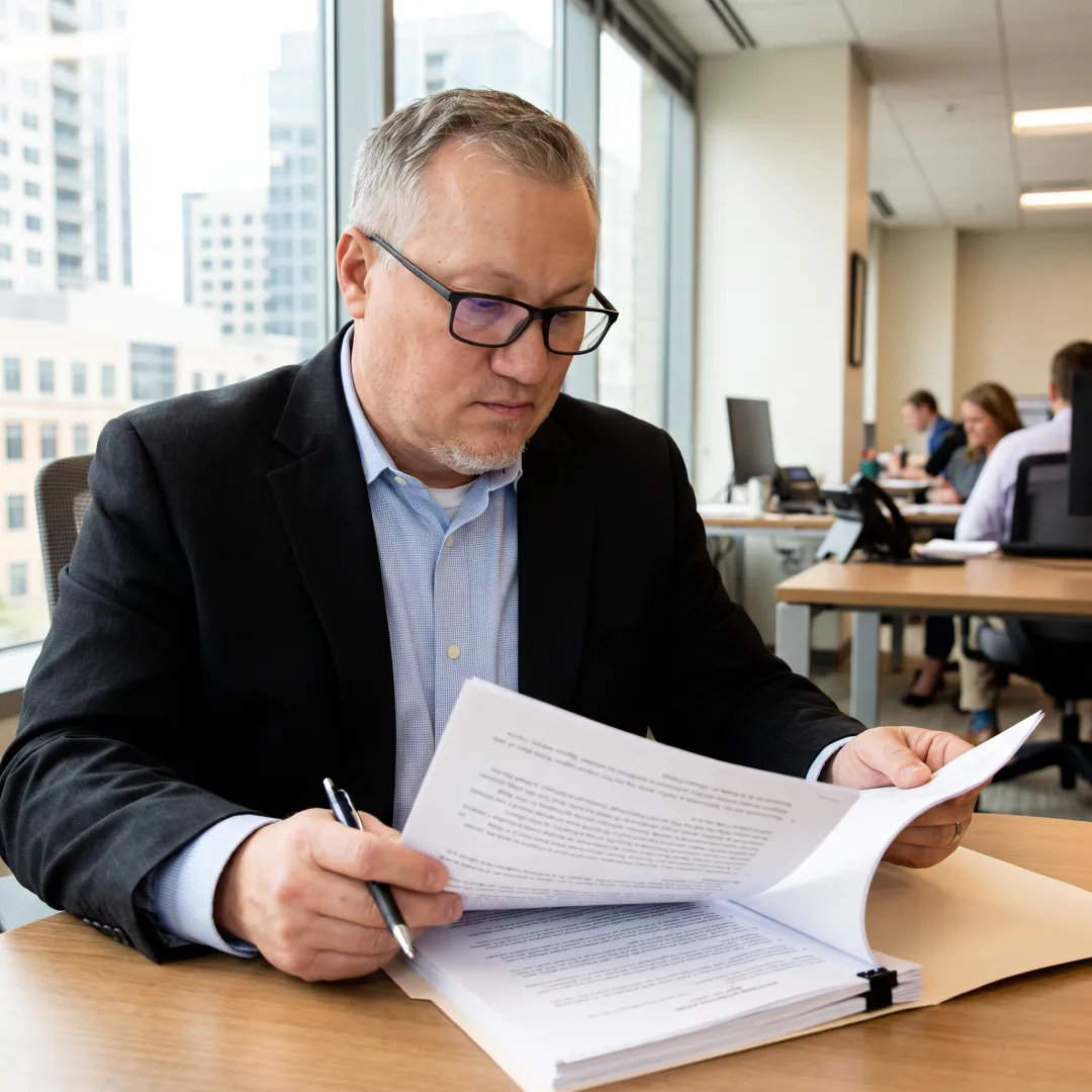 Investor reviewing natural gas development reports