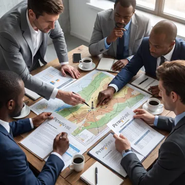 Investor reviewing oil and gas project data