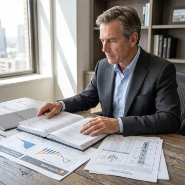Investor reviewing energy investment documents