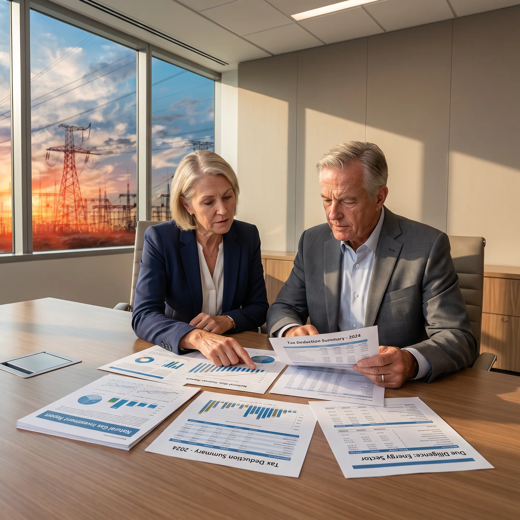 Advisor explaining energy investment tax documents