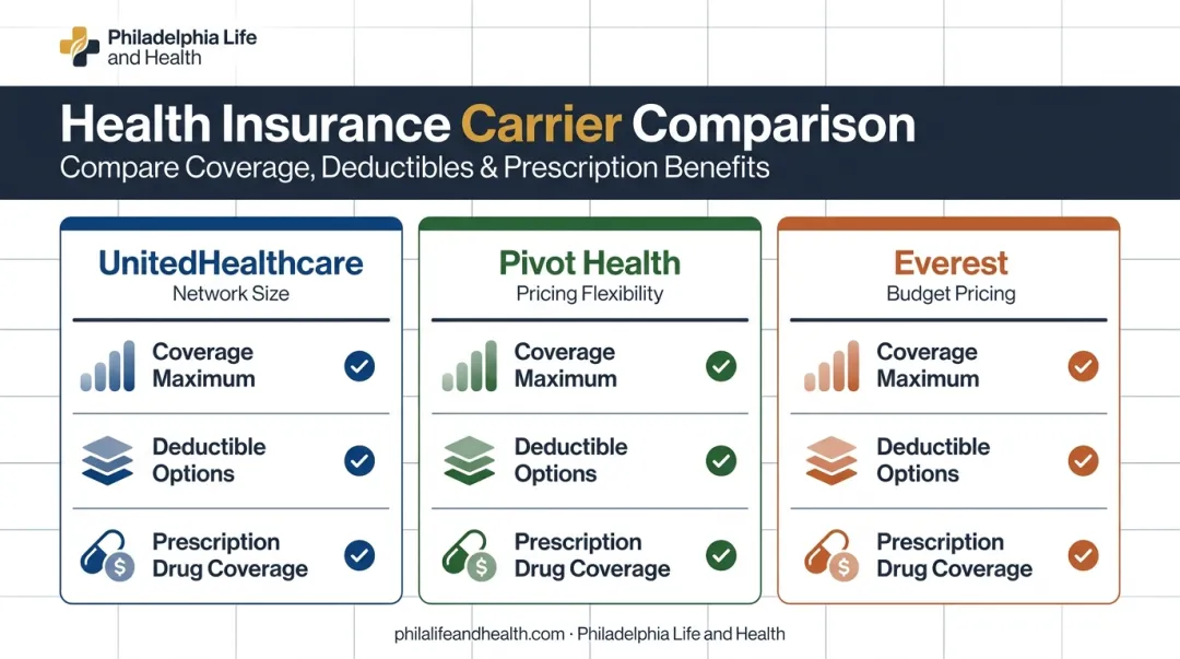 UnitedHealthcare Pivot Health Everest short-term insurance plan comparison chart