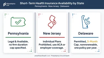 Pennsylvania New Jersey Delaware short-term health insurance rules comparison chart