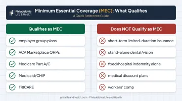 MEC qualifying versus non-qualifying plan types comparison chart