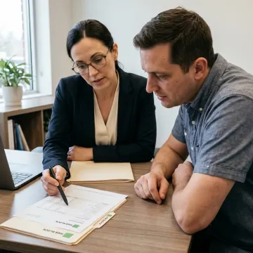 Advisor helping a small-business owner with payroll