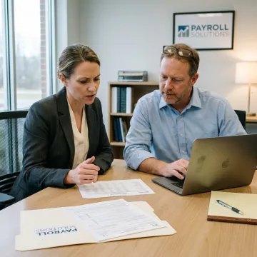 Payroll specialist assisting a Pennsylvania business owner