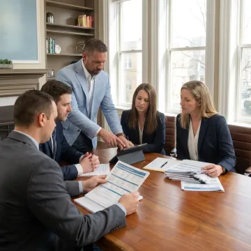 Benefits advisor meeting with law firm leaders