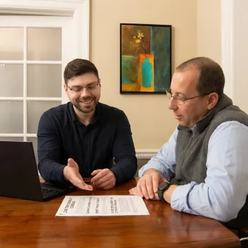 Advisor explaining disability insurance coverage