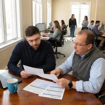 Small business owner reviewing employee dental insurance options