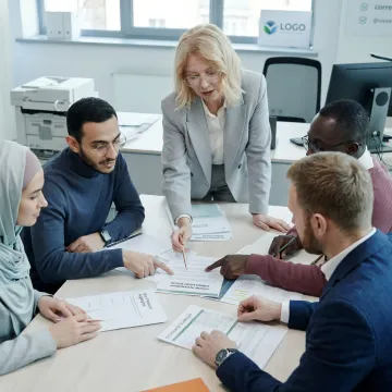Small business team reviewing vision insurance benefits