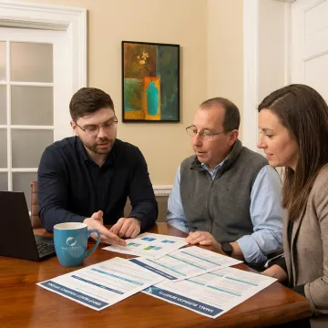 Advisor explaining employee health plan options