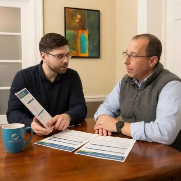 Advisor explaining accident benefits to employer