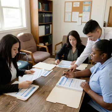 Church staff reviewing health insurance benefits