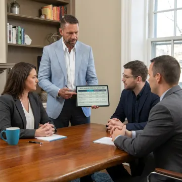 Advisor explaining health insurance options to an employer