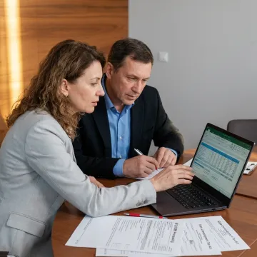 Payroll specialist assisting a small business client