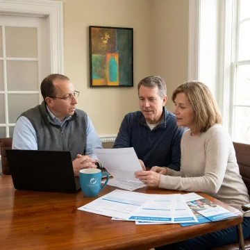 Advisor discussing Independence Blue Cross coverage
