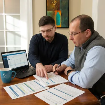 Benefits advisor reviewing coverage options with a business owner