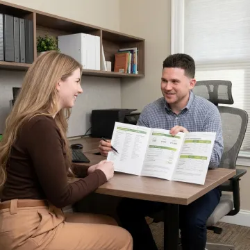 Health insurance advisor explaining plan benefits