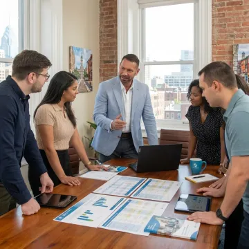 Advisor explaining employee benefits to a small business team