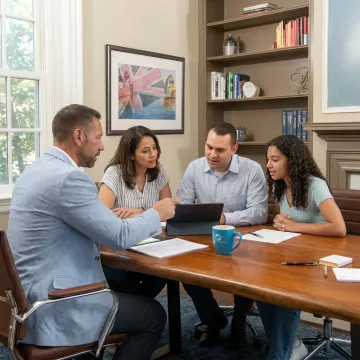 Philadelphia insurance advisor meeting with clients